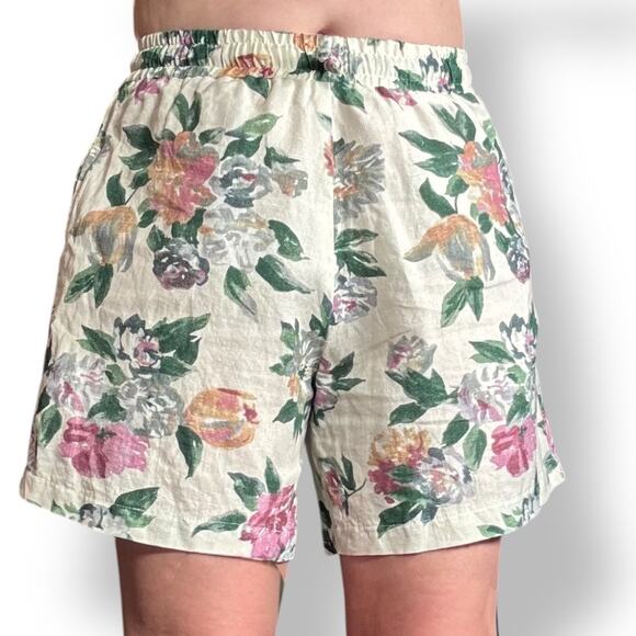 Tach Clothing Floral Linen Cotton Shorts Medium Pull On Elastic Waist Ethereal - Picture 10 of 10